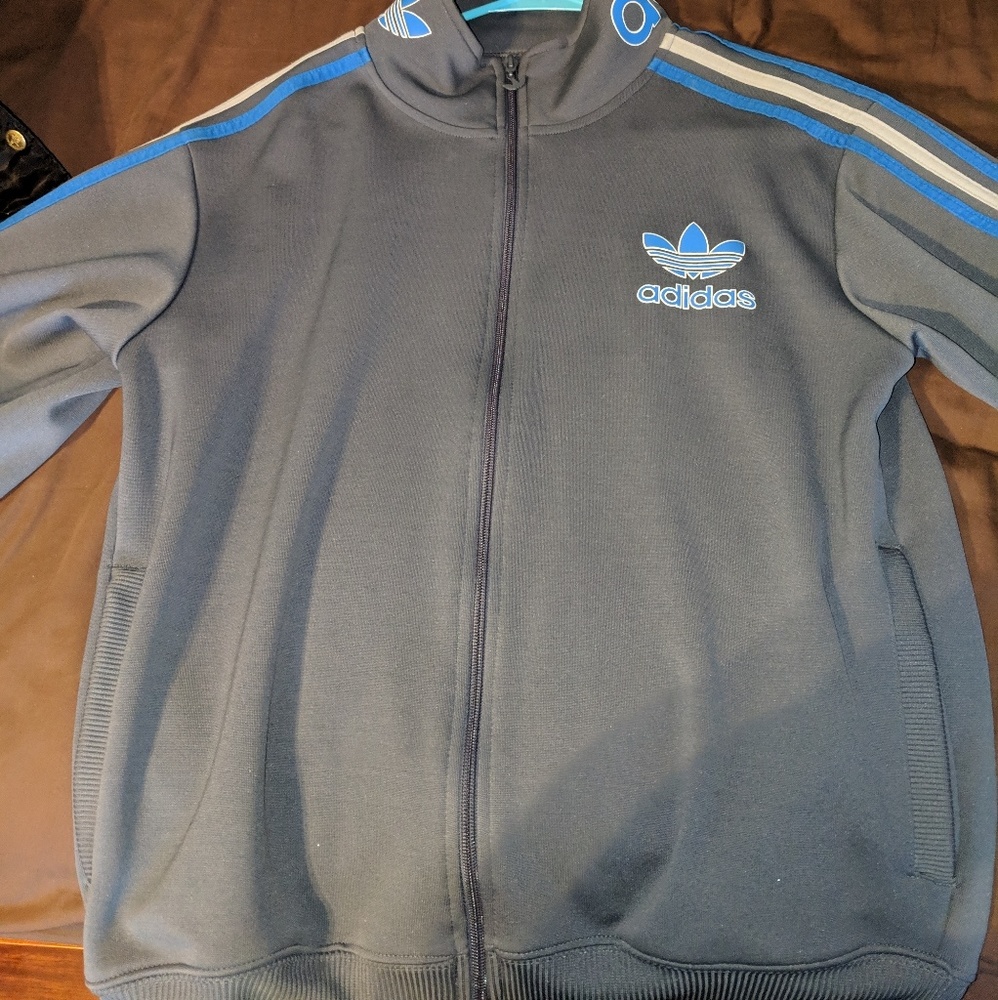 Silvery-blue adidas zip up jacket